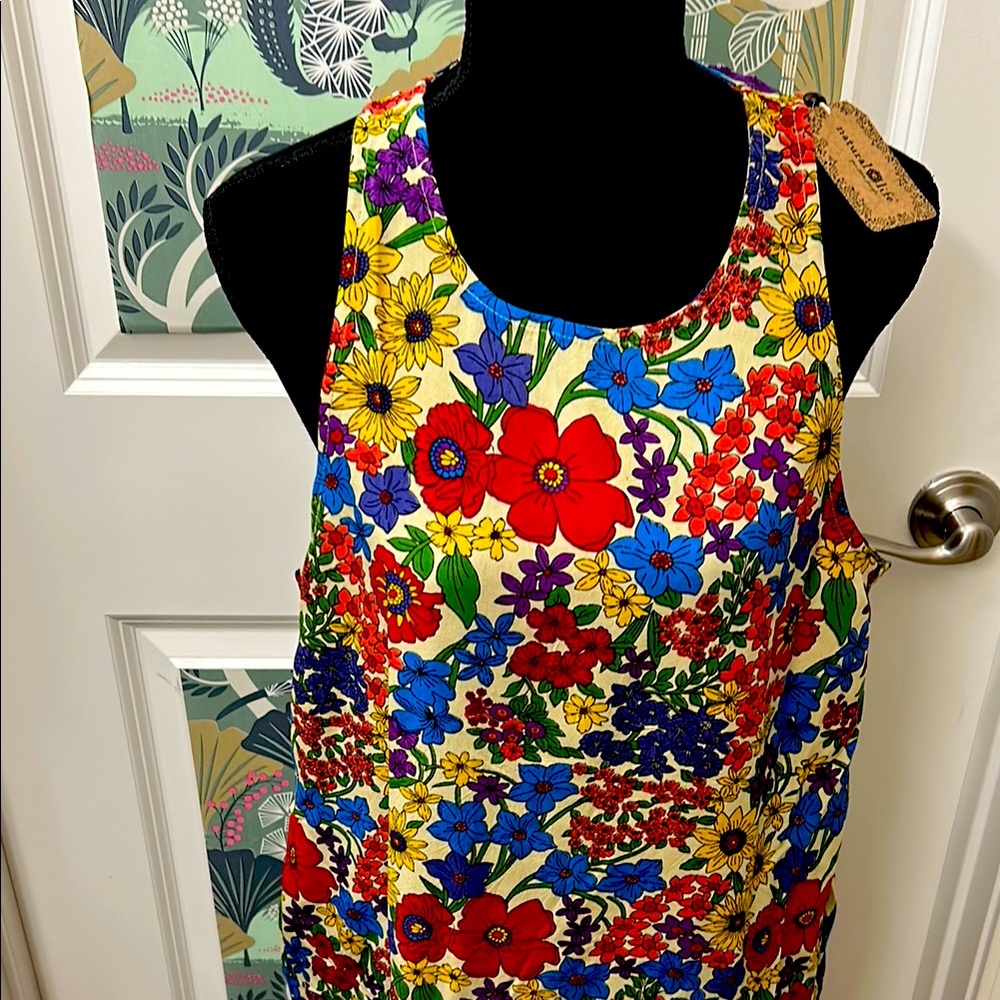 NWT Natural Life Floral Sleeveless Maxi Dress. 100% Rayon